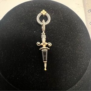 Barbara Bixby Sterling Silver 18K Gold Onyx Sword Dagger Enhancer Charm